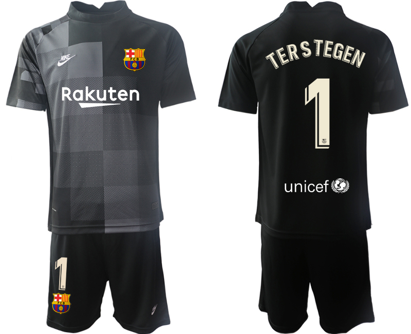 Men 2021-2022 Club Barcelona black goalkeeper #1 Soccer Jersey->customized soccer jersey->Custom Jersey